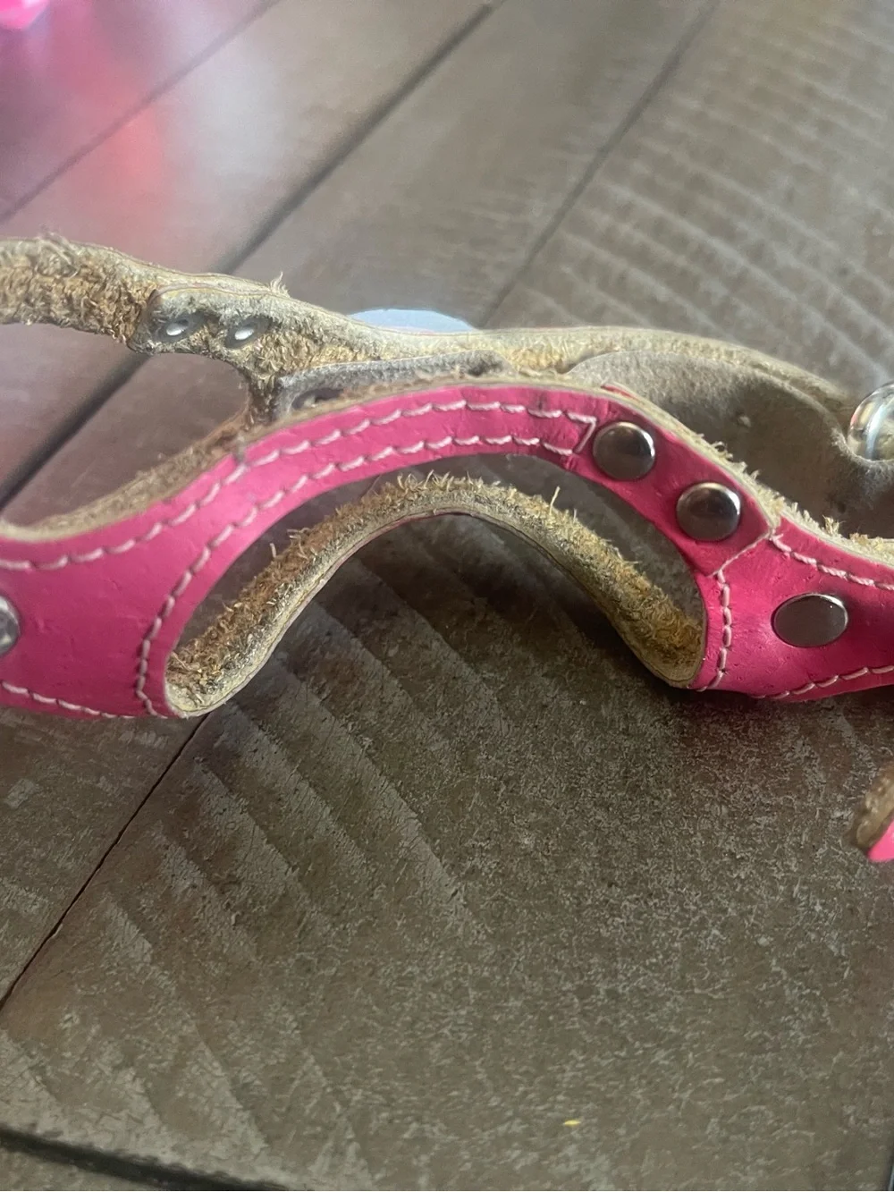 Pink Leather Dog Harness with Stud Accents